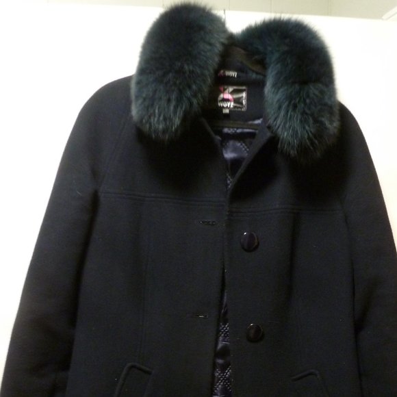 ELEGANT Winter Wool Blend Coat with Removable Fur Collar Sz 46( UK) - Picture 3 of 15